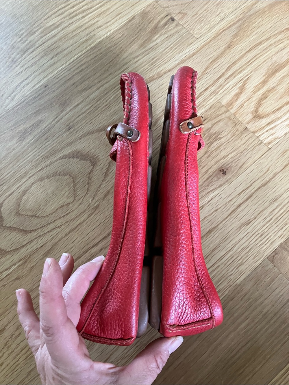 Bernardo Red Leather Driving Flat Loafers / Moccasins Made in Italy (7) - Picture 6 of 8